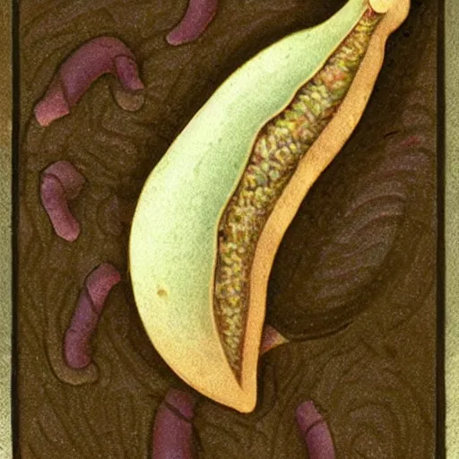 Image similar to a slug salting its food, art nouveau, beautiful