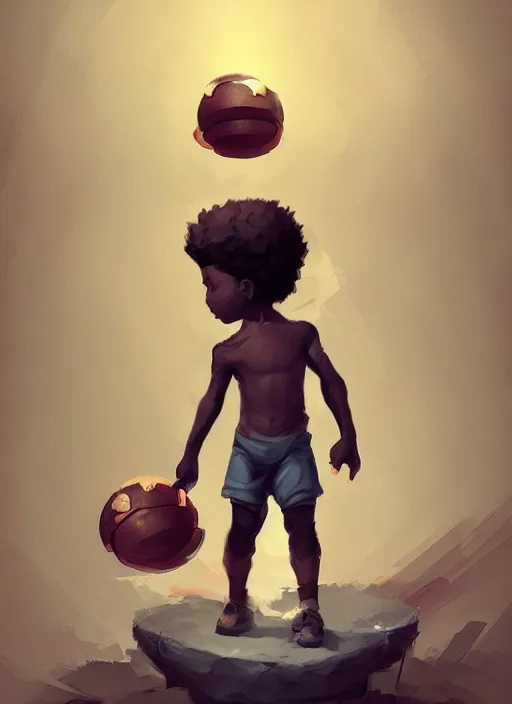 Image similar to a highly detailed illustration of a little black boy with only one leg, cute, highly detailed, centered, digital painting, artstation, concept art, smooth, sharp focus, league of legends concept art, wlop