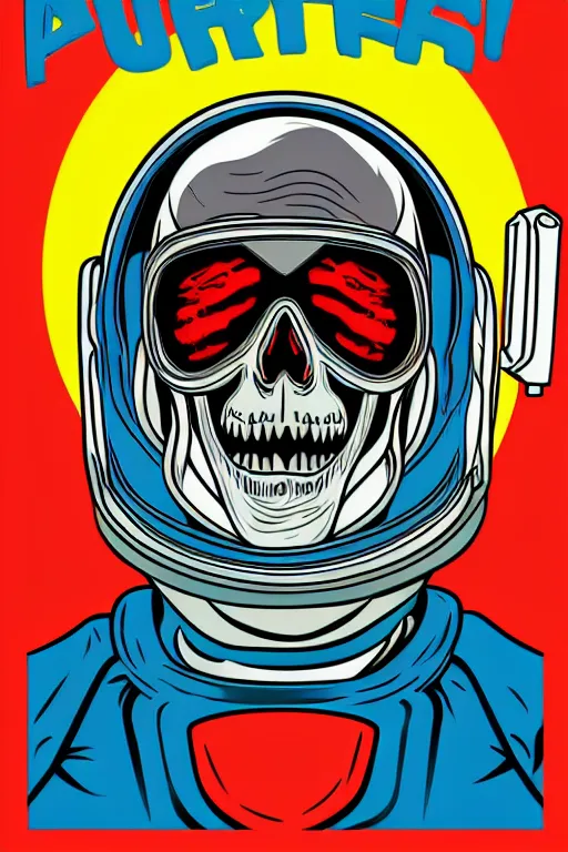 Image similar to portrait of a astronaut skeletor, art by butcher billy, sticker, colorful, illustration, highly detailed, simple, smooth and clean vector curves, no jagged lines, vector art, smooth