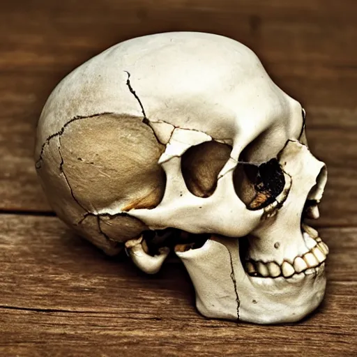 Image similar to human skull that has broken in two pieces