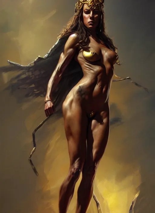 Prompt: oil painting of a goddes full - body, highly detailed, dark fantasy, oil painting, artstation, concept art, illustration, art by gabriele dell otto, 8 k