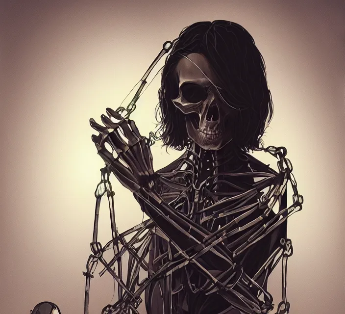 Prompt: neon skeleton jesus, noir, sharp focus, intricate, illustration, cell shaded, digital painting, highly detailed, matte, art by ilya kuvshinov, wlop, greg rutkowski, reflections, studio quality, james jean, artem demura