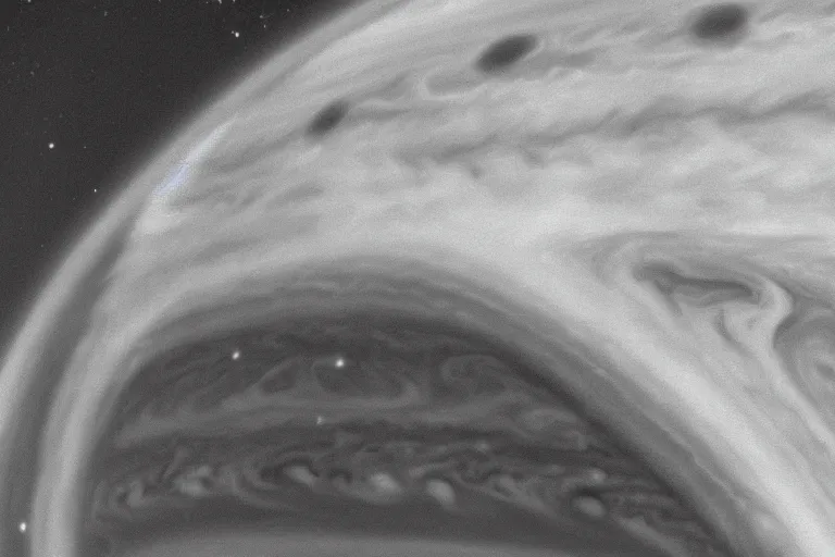 Prompt: the planet Jupiter colliding with the Earth, photo taken from the surface of the Earth, black and white Spielberg 35mm film cinematic 4k