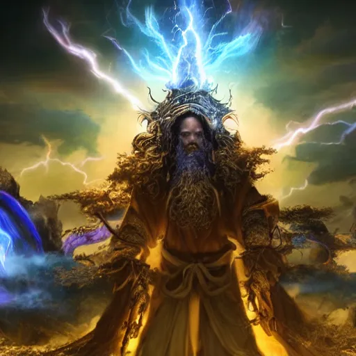 Prompt: archmage, cultivator, magic god facing the heavenly dragon lightning tribulation : : chinese fantasy, hyper realistic, high detailed, nebula background, epic legendary, award winning, 8 k, render amazing, cinematic, vibrant, unreal engine, 8 k render, majestic, dramatic lighting, octane render, mysterious, stopped in time