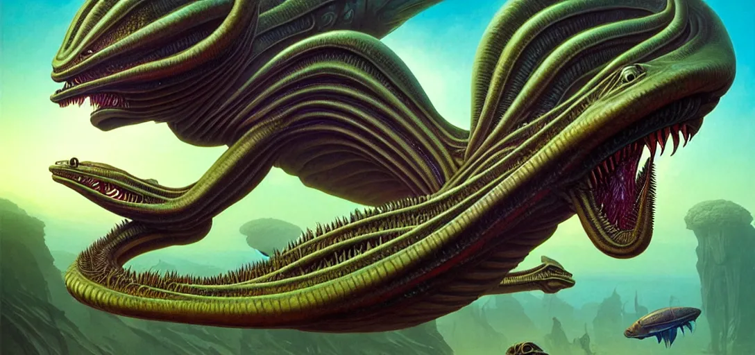 Image similar to photo of an alien fish in the style of roger dean, realistic, sharp focus, 8 k high definition, insanely detailed, intricate, elegant, art by greg rutkowski and artgerm