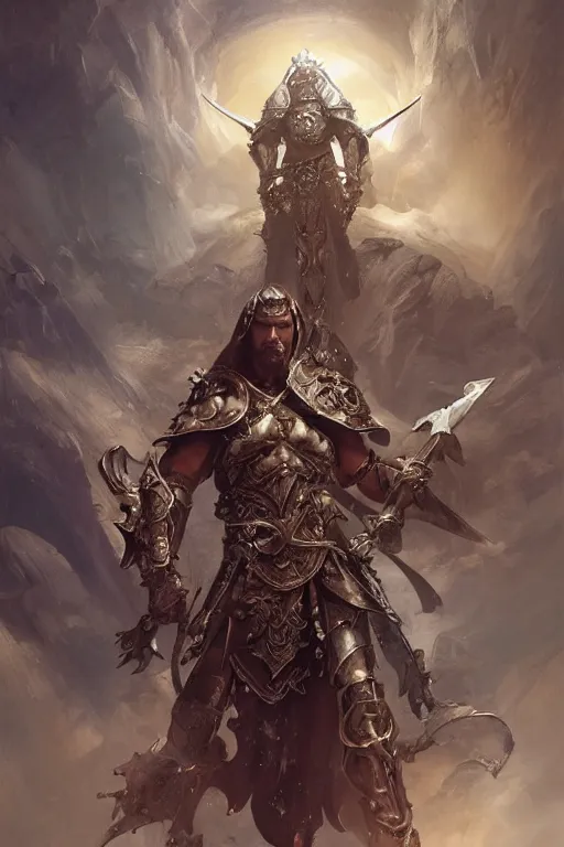 Image similar to antonio banderas as holy paladin, fantasy, dnd, intricate, highly detailed, smooth, artstation, digital illustration by Ruan Jia and Mandy Jurgens and Artgerm and Wayne Barlowe and Greg Rutkowski and Zdislav Beksinski