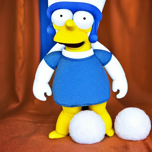 Prompt: a Homer Simpson doll in a snowball, photo studio, professional photo, HDR