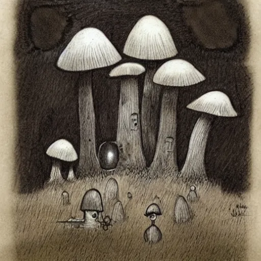 Image similar to mushroom sketch, by john kenn mortensen and alexander jansson