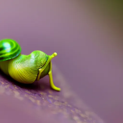 Prompt: closeup photo of a snail