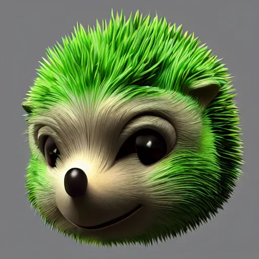 Image similar to behance hd, 3 d head of green hedgehog, cgsociety, symmetrical logo