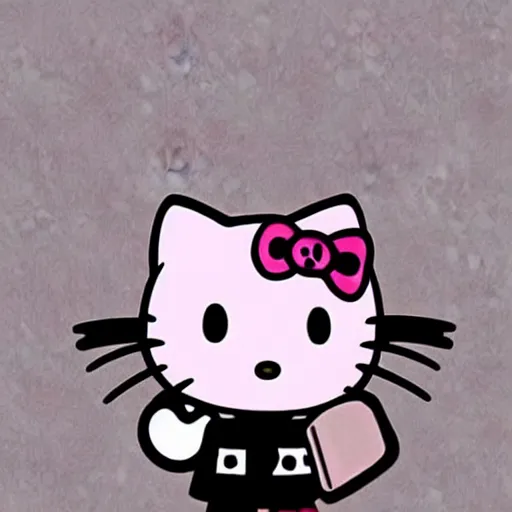 Image similar to hello kitty as the punisher, anime, cute, girly, kawaii, pink, hearts,