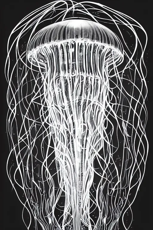 Image similar to luminescent jellyfish, symmetrical, highly detailed, digital art, sharp focus, skeleton, trending on art station, lavalamp