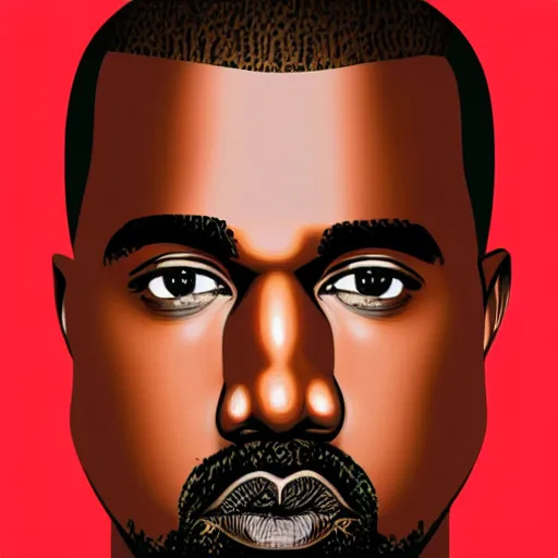 Prompt: portrait of kanye west, highly detailed, centered, solid color background, digital painting