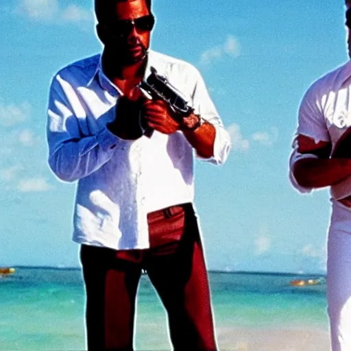 Image similar to a still from miami vice, film still