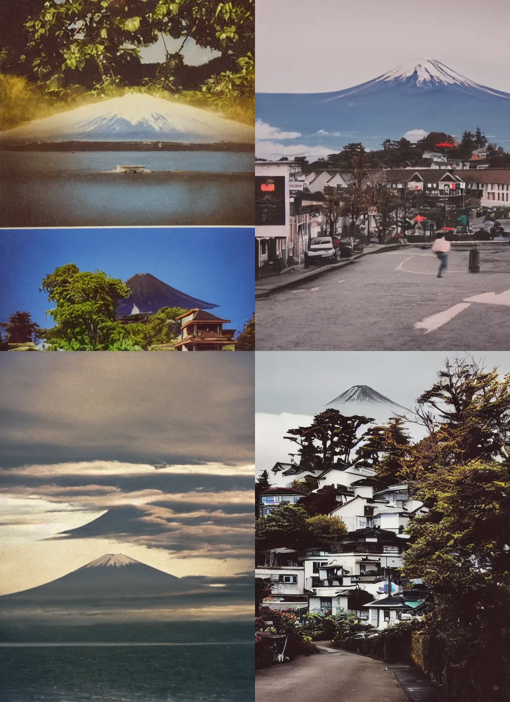 Prompt: an analog color photography of a UFO hovering mount fuji at the town of puerto varas. cinematic.