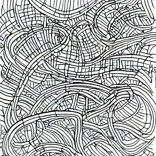 Image similar to a pen and ink generative line - art drawing