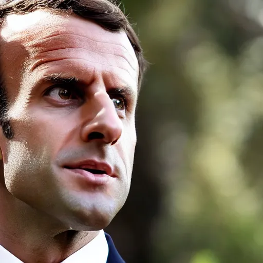 Prompt: emmanuel macron on a bear