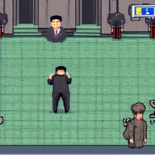 Image similar to kim - jong - un - as - a - boss - battle - in - final - fantasy - 4, video - game, 1 6 - bit, high - detail,