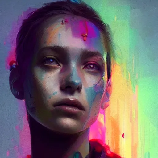 Image similar to portrait of a beautiful alyx vance half life, volume lighting, concept art, by greg rutkowski!!, colorful, xray melting colors!!