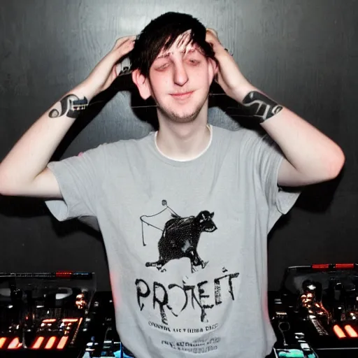 Image similar to dj porter robinson as a wet rat