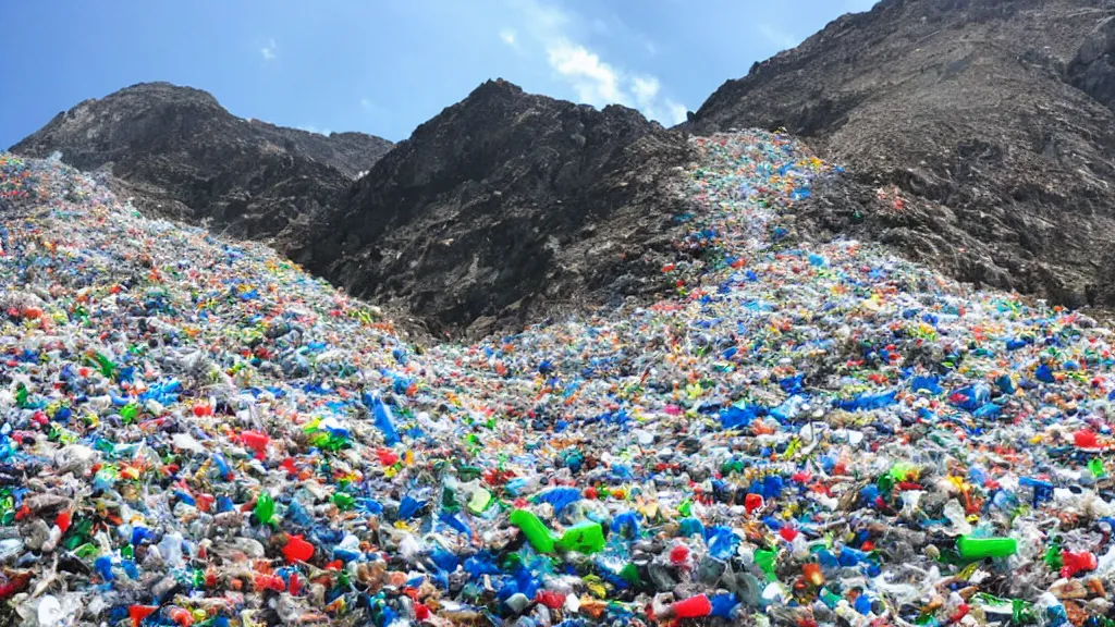 Prompt: a mountain made of Plastic