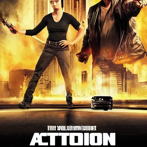 Prompt: poster of the action movie : forklift certified