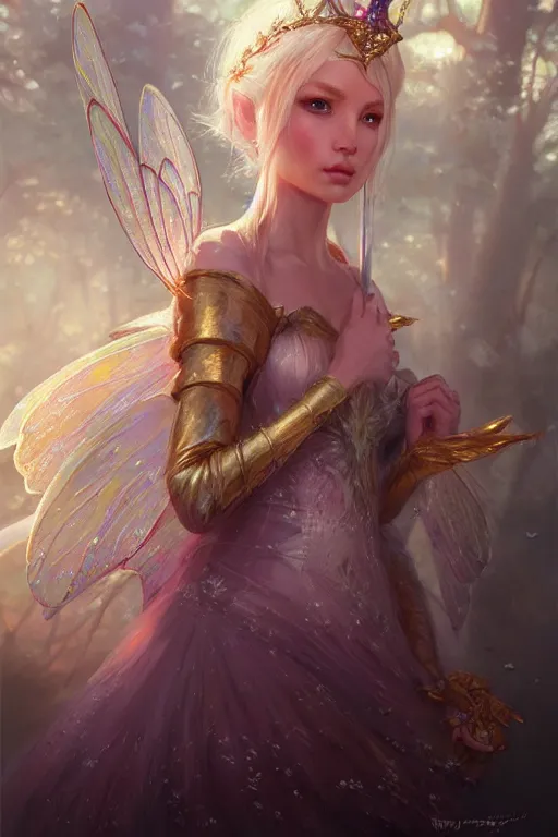 Image similar to fairy princess, highly detailed, d & d, fantasy, highly detailed, digital painting, trending on artstation, concept art, sharp focus, illustration, art by artgerm and greg rutkowski and fuji choko and viktoria gavrilenko and hoang lap