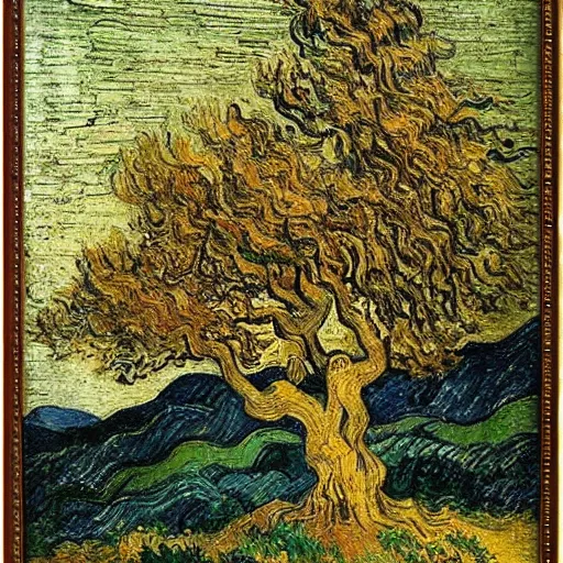 Image similar to tree by leonardo da vinci and vincent van gogh