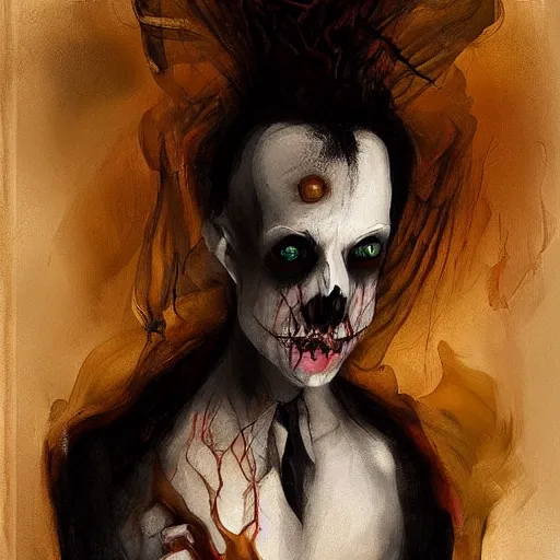 Image similar to very scary terrific portrait of layers of fear in the style of michael hussar sharp focus