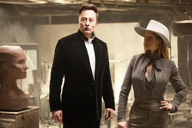 Prompt: Elon Musk creating Delores in the Westworld tv show