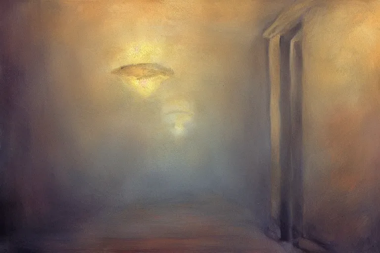 Image similar to A highly detailed hallway liminal space by Ivan Aivazovsky and Nicholas Roerich, impressionistic brushwork, silent hill aesthetic