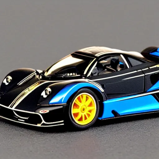 Prompt: a pagani zonda hot wheels micro machine toy car, being idolized by all the known gods