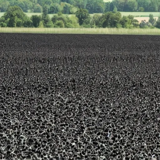 Prompt: millions of black zwerschnatzers in the field