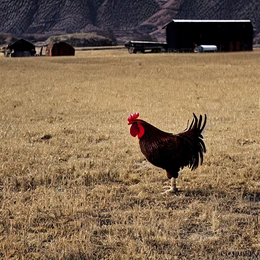 Prompt: a rooster named 'Henry' on a farm in Idaho