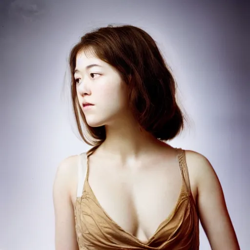 Image similar to a masterpiece portrait photo of a beautiful young woman who looks like a korean mary elizabeth winstead