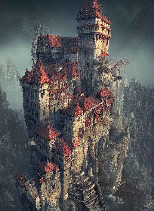 Prompt: Castle ravenloft, intricate artwork by Tooth Wu and wlop and beeple. octane render, hyper realism, 8k