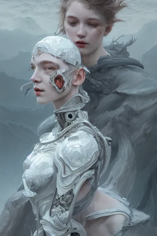 Prompt: portrait of dead from mayhem, matte white color mirror armor, in ruined fjords of norway, sci-fi and fantasy, intricate and very very beautiful and elegant, highly detailed, Frostbite Engine, digital painting, artstation, concept art, smooth and sharp focus, illustration, art by tian zi and WLOP and alphonse mucha