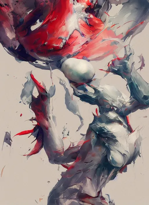 Image similar to semi reallistic gouache gesture painting, by yoshitaka amano, by ruan jia, by Conrad roset, by dofus online artists, detailed anime 3d render watermelon monster, watermelon terrible monster, antrophomorfic watermelon, portrait, cgsociety, artstation, rococo mechanical, Digital reality, sf5 ink style, dieselpunk atmosphere, gesture drawn