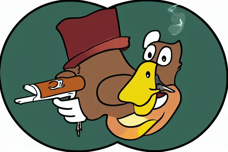 Prompt: a vector illustration of a duck smoking a cigar, highly detailed, elegant, intricate
