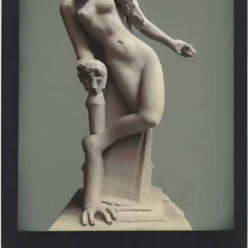 Image similar to Polaroid photo of fragmented greek sculpture of Disney's Ariel