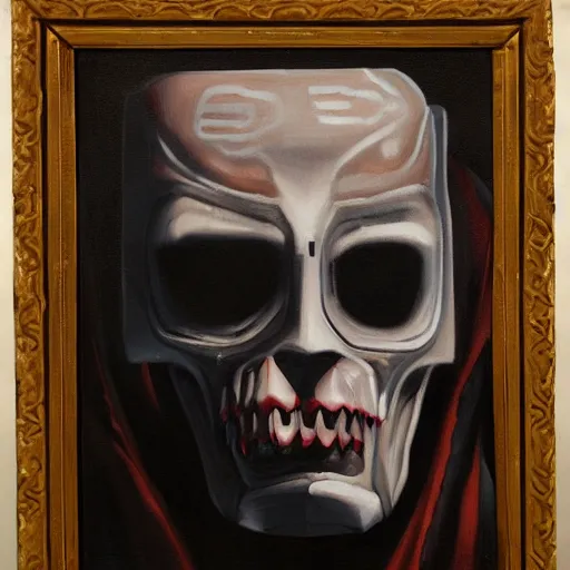 Image similar to oil portrait of cyborg Dracula