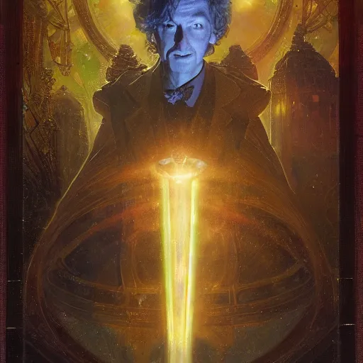 Prompt: tom green as doctor who, radiant light, caustics, heroic, bright iridescent light, by gaston bussiere, bayard wu, greg rutkowski, maxim verehin stained glass