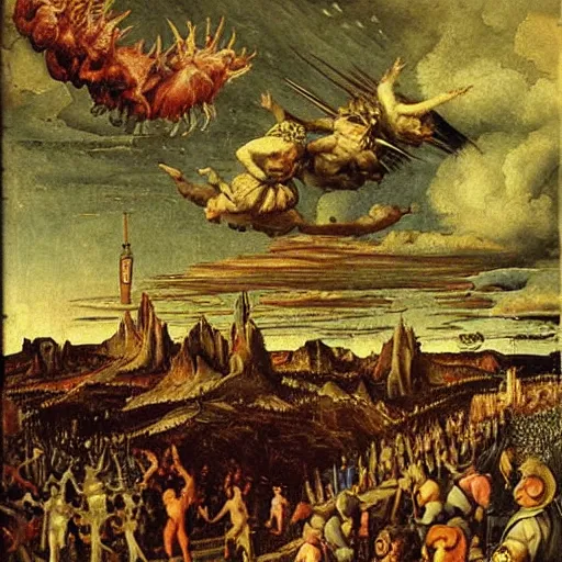 Image similar to this is hell, oil painting by albrecht altdorfer