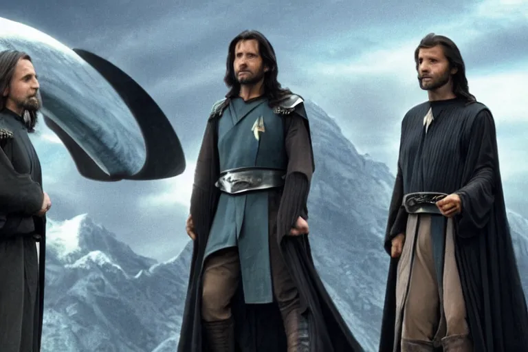 Prompt: Aragorn is the captain of the starship Enterprise in the new Star Trek movie