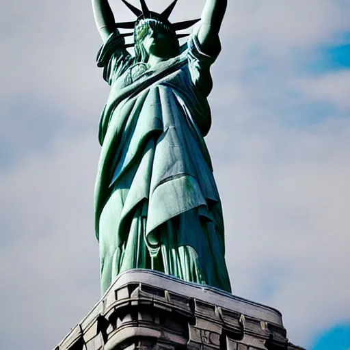 Image similar to megan fox as statue of liberty