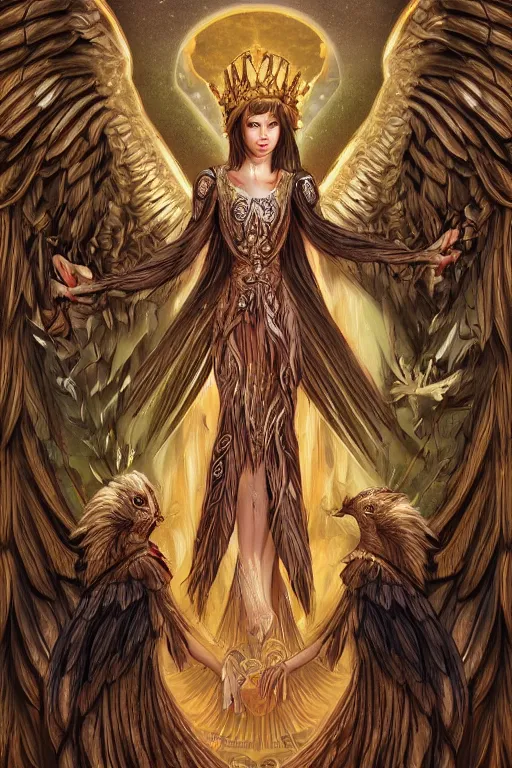 Image similar to queen of the harpies, symmetrical, highly detailed, digital art, sharp focus, trending on art station