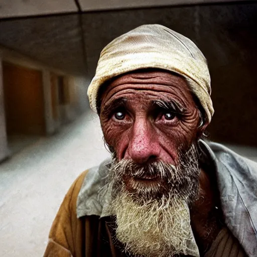 Prompt: portrait of a homeless billionaire, by Steve McCurry, clean, detailed, award winning