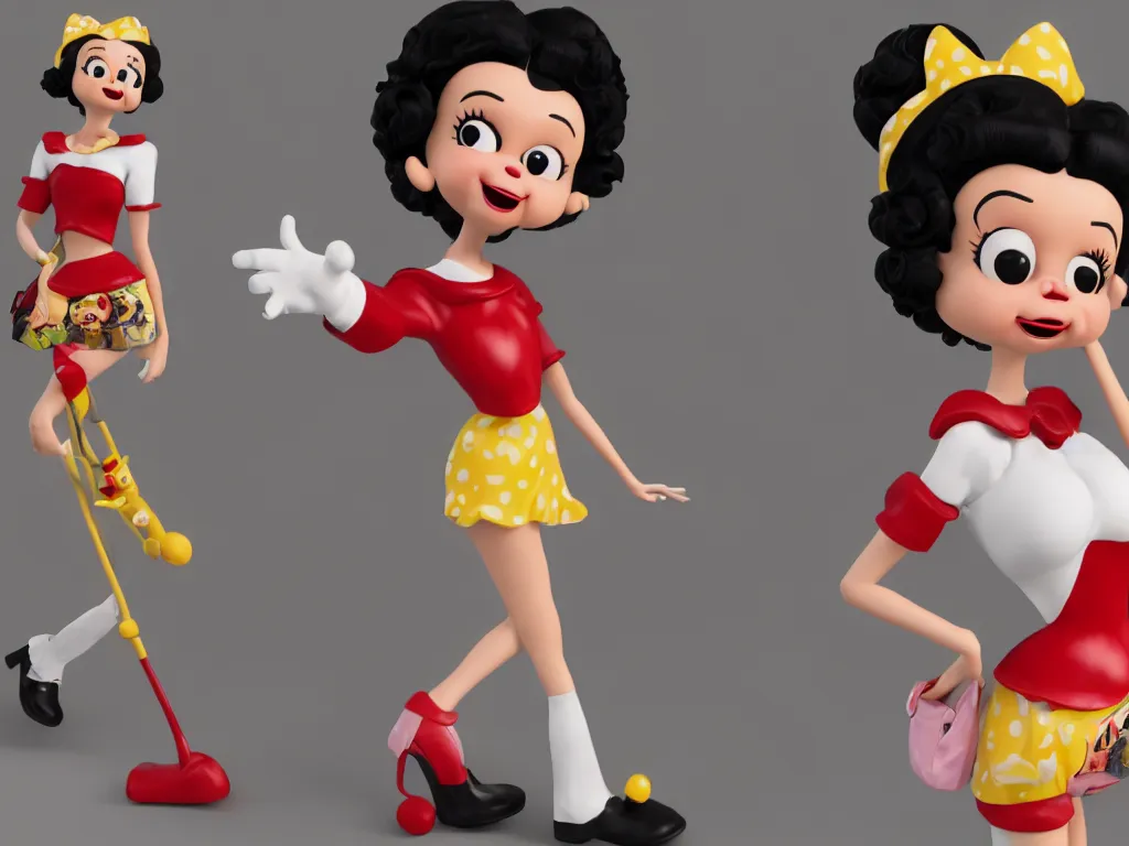 Prompt: anthropomorphic life size Betty Boop in Mc Donalds, real hair, dimly lit, liminal space, photorealistic, unrealengine octane 3d render