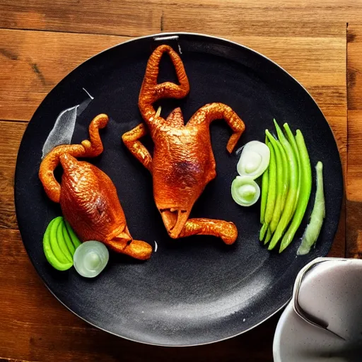 Prompt: a strange alien meal, photorealistic, 8 k, professional food photography, trending on artstation