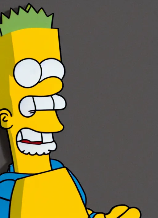 Image similar to bart simpson in business suit, is antique statue.